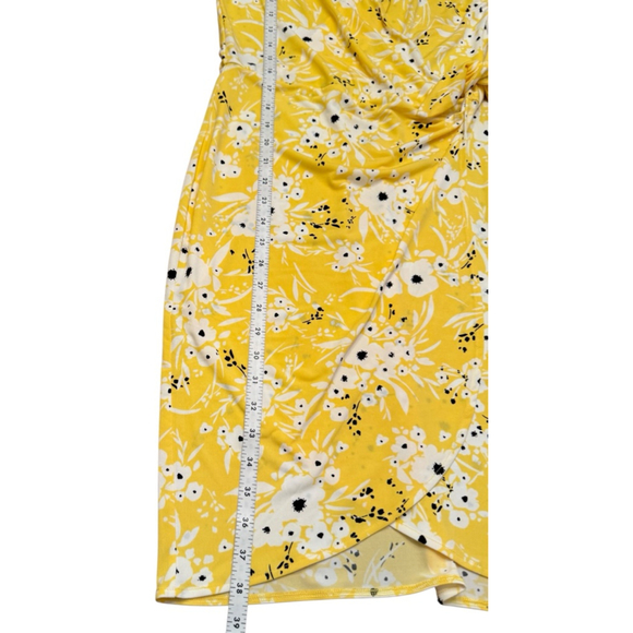 Women's Banana Republic Factory Yellow Floral Sleeveless Wrap Dress S - Picture 6 of 8